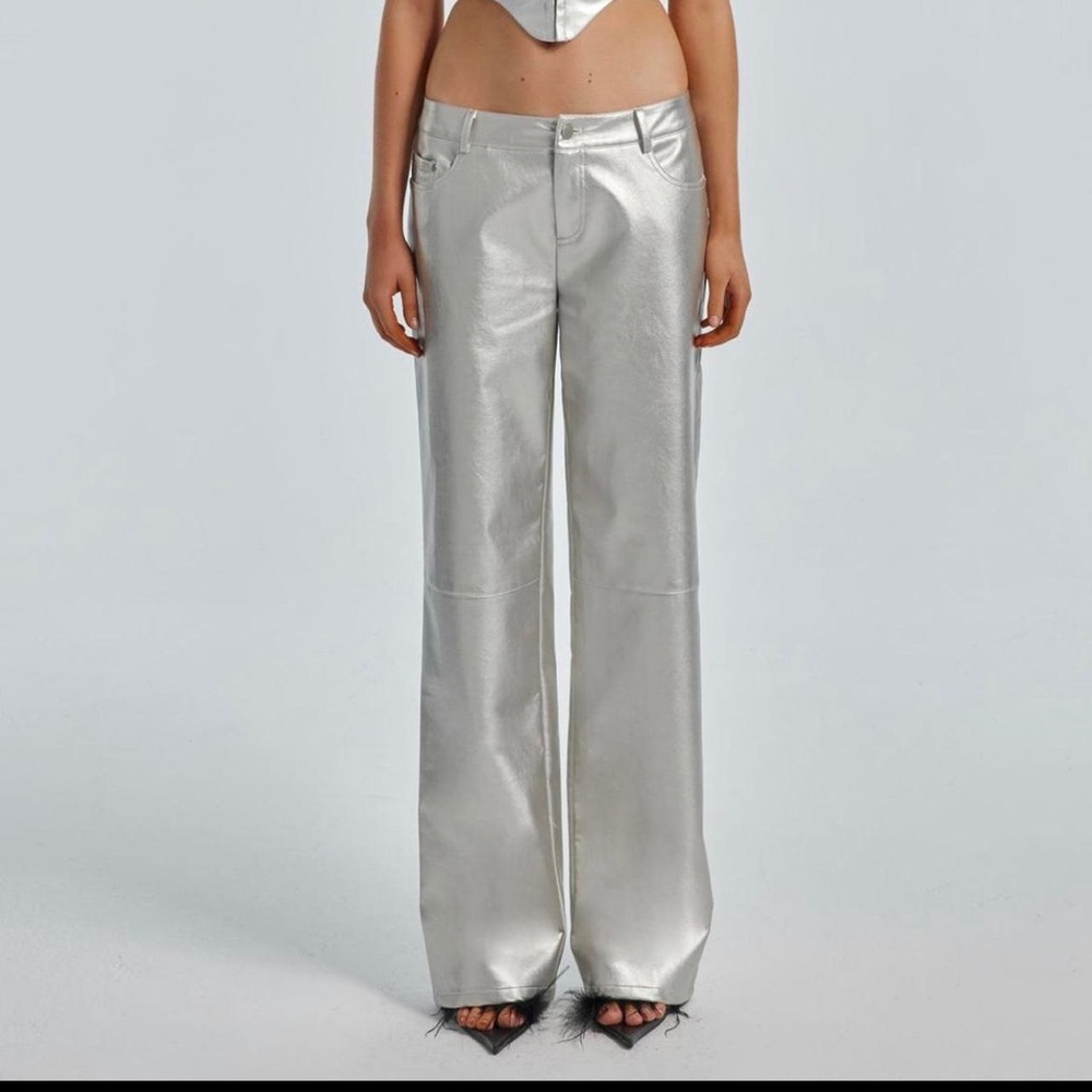 The Kript Silver Metallic Pants
